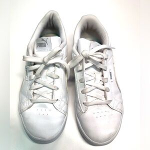 Youth Puma Classic White Lace-Up Sneakers